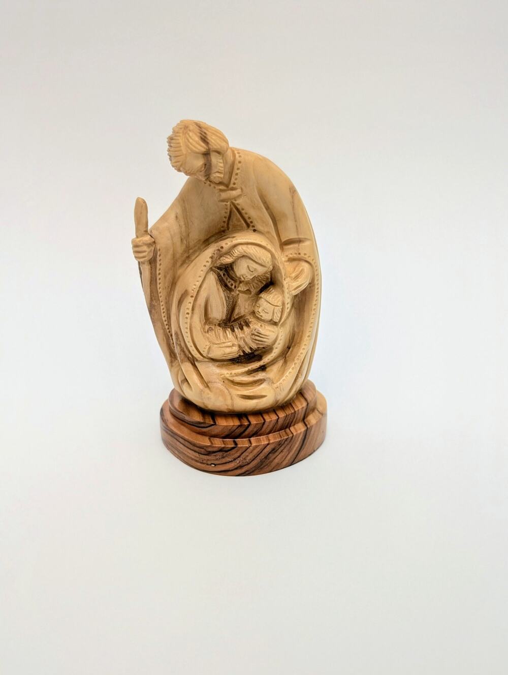 Hand Carved Olive Wood Holy Family Statue 5.1" Bethlehem